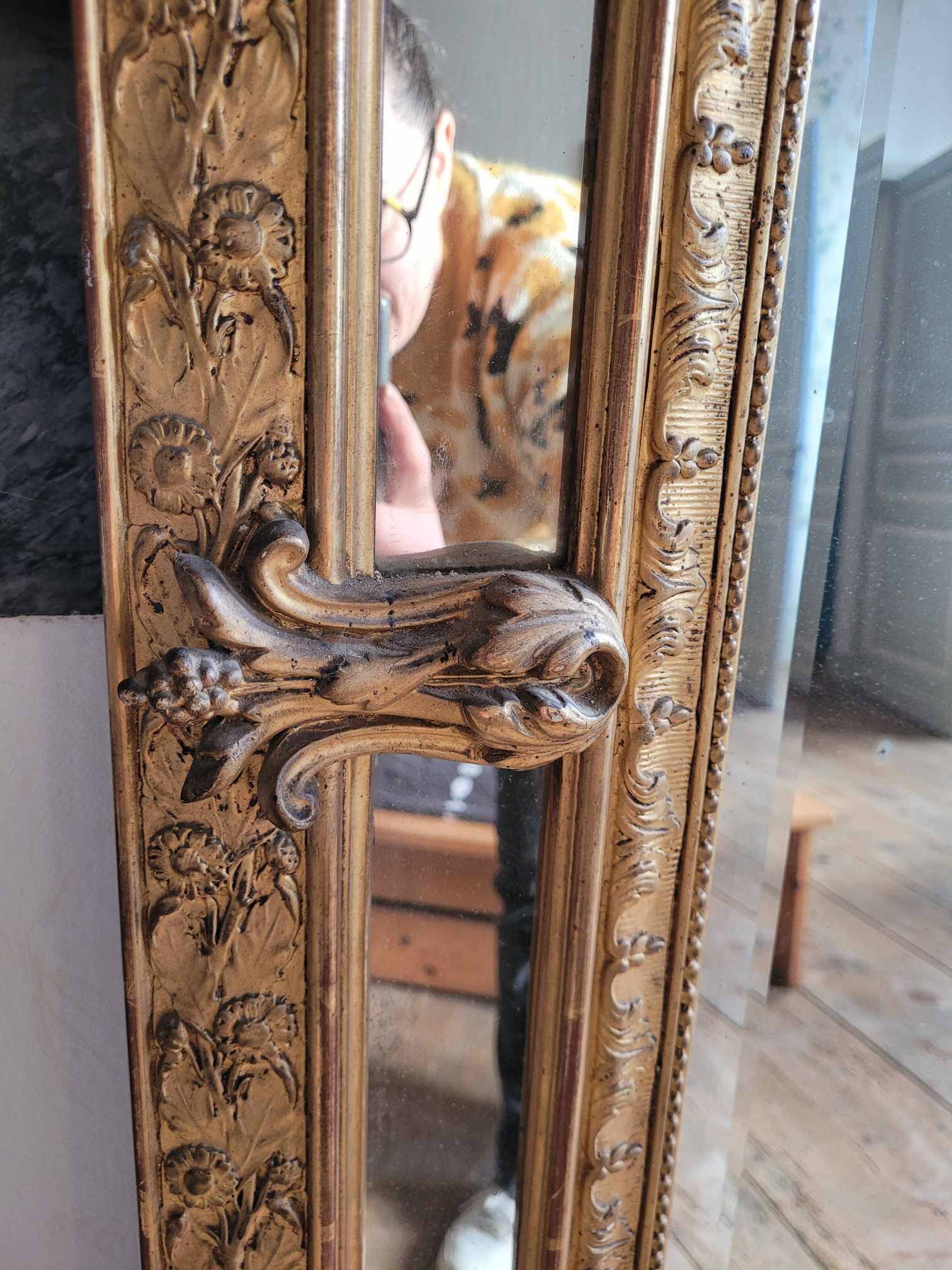 Antique mirror with glazing beads 165m/90cm