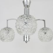 Italian Targetti Sankey chandelier in chrome metal with 3 lights. 70s