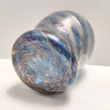 Blue Murano Glass Vase by Fratelli Toso with Bronze Aventurine