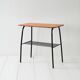 Vintage Scandinavian pine and metal side table
