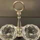 Baccarat double cut crystal salt cellar with metal mount