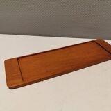 Teak Cabaret tray with four smoke coloured glass bowls, Danish and produced by Wiggers 1970s.