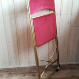 Chaise pliante velours rose