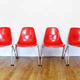 Set of 4 fiberglass chairs stella 1970
