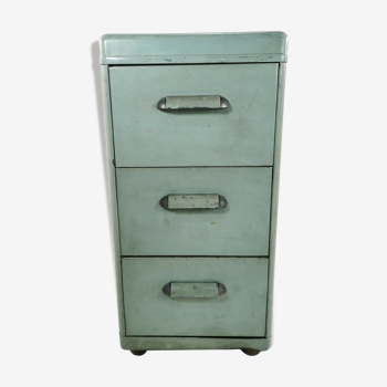 Antique Vintage Industrial 20th Century Light Blue Chest Of 3 Drawers