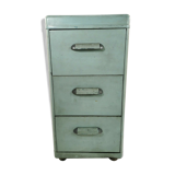 Antique Vintage Industrial 20th Century Light Blue Chest Of 3 Drawers