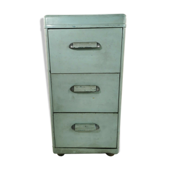 Antique Vintage Industrial 20th Century Light Blue Chest Of 3 Drawers