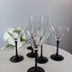 6 verres à pied noir brillant collection domino de Luminarc, vintage 1980