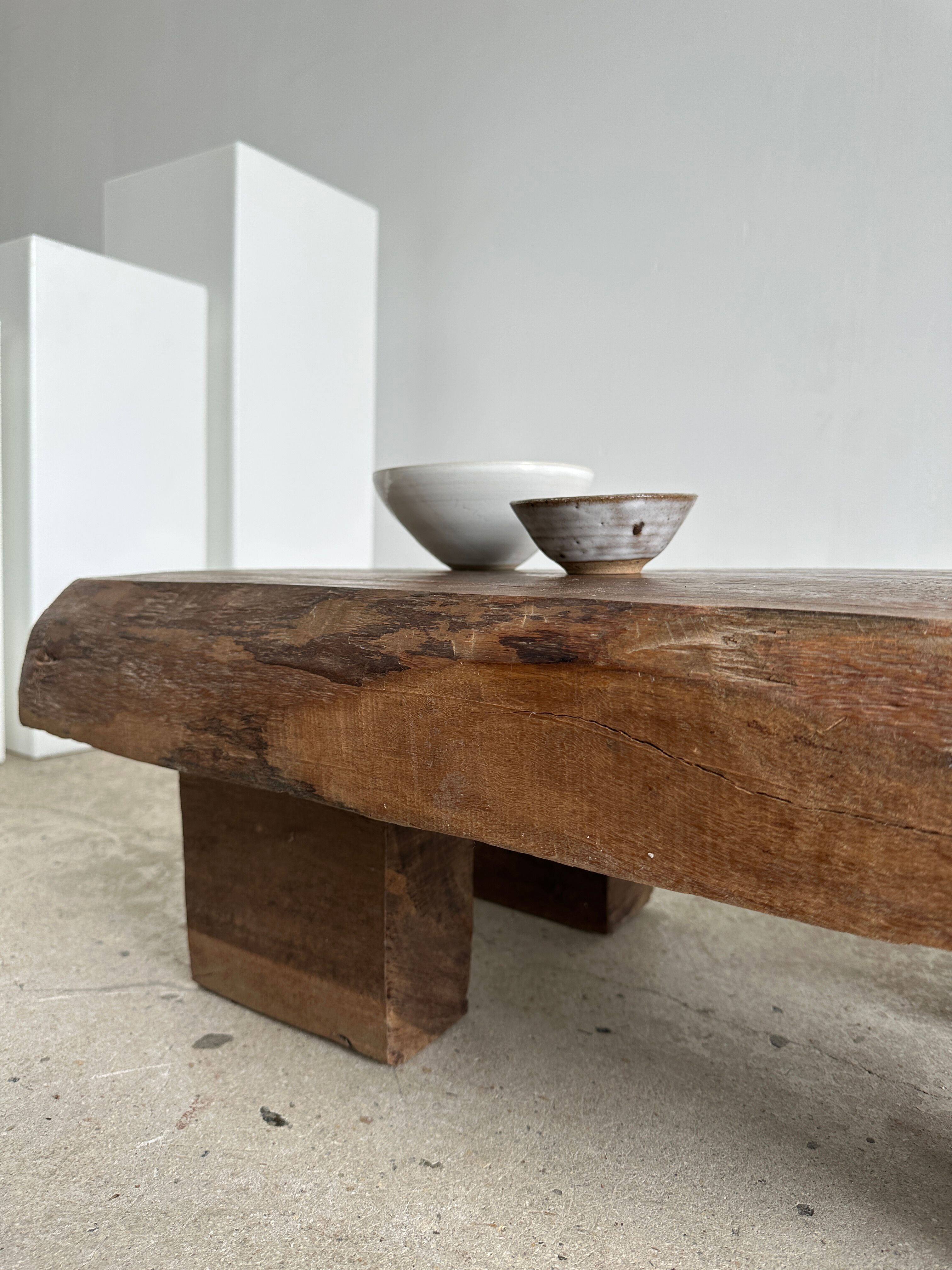 Asian solid wood quadripod brutalist coffee table H30 L81 l42