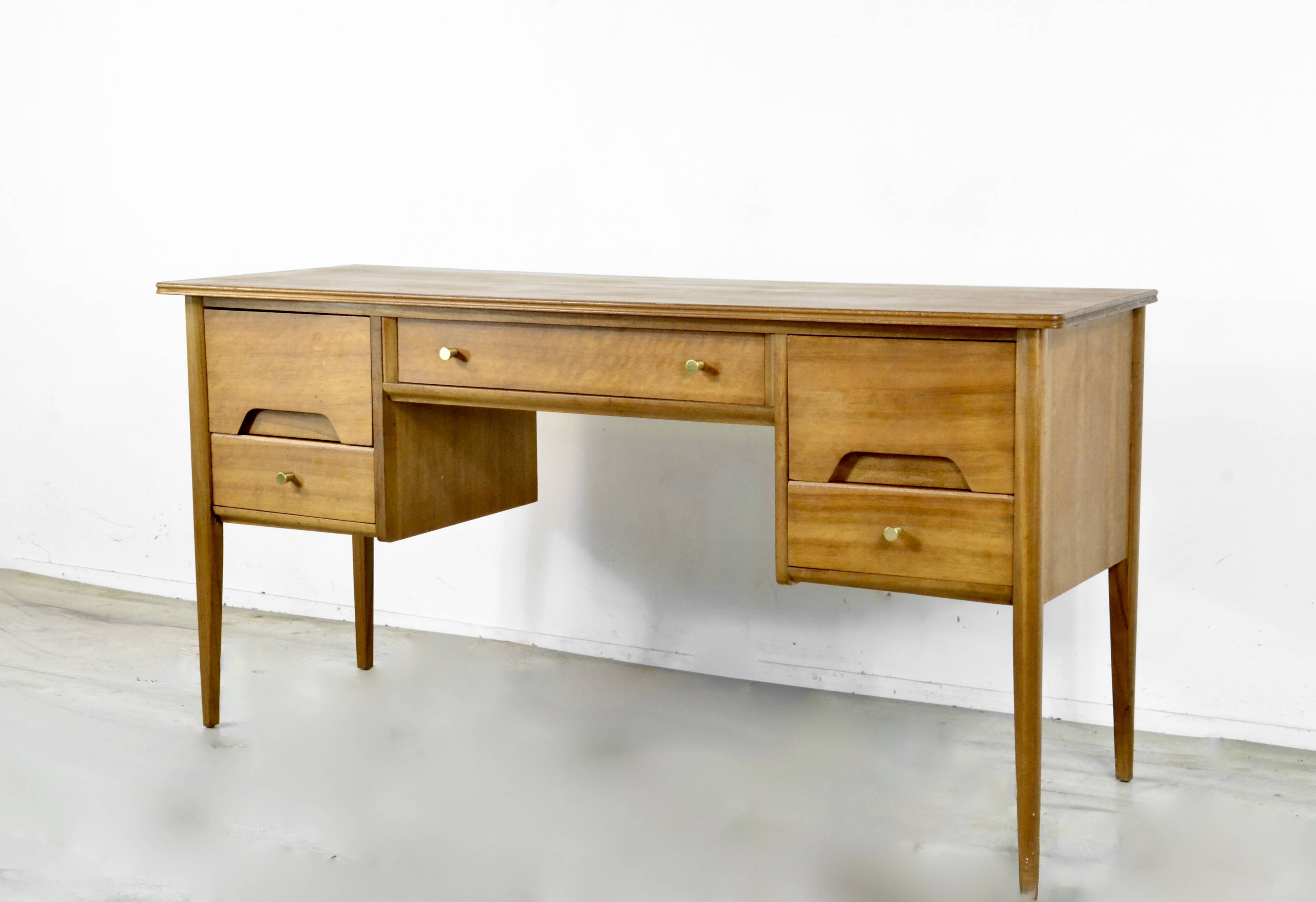 Midcentury A. Younger Walnut Desk. Unique Vintage Modern