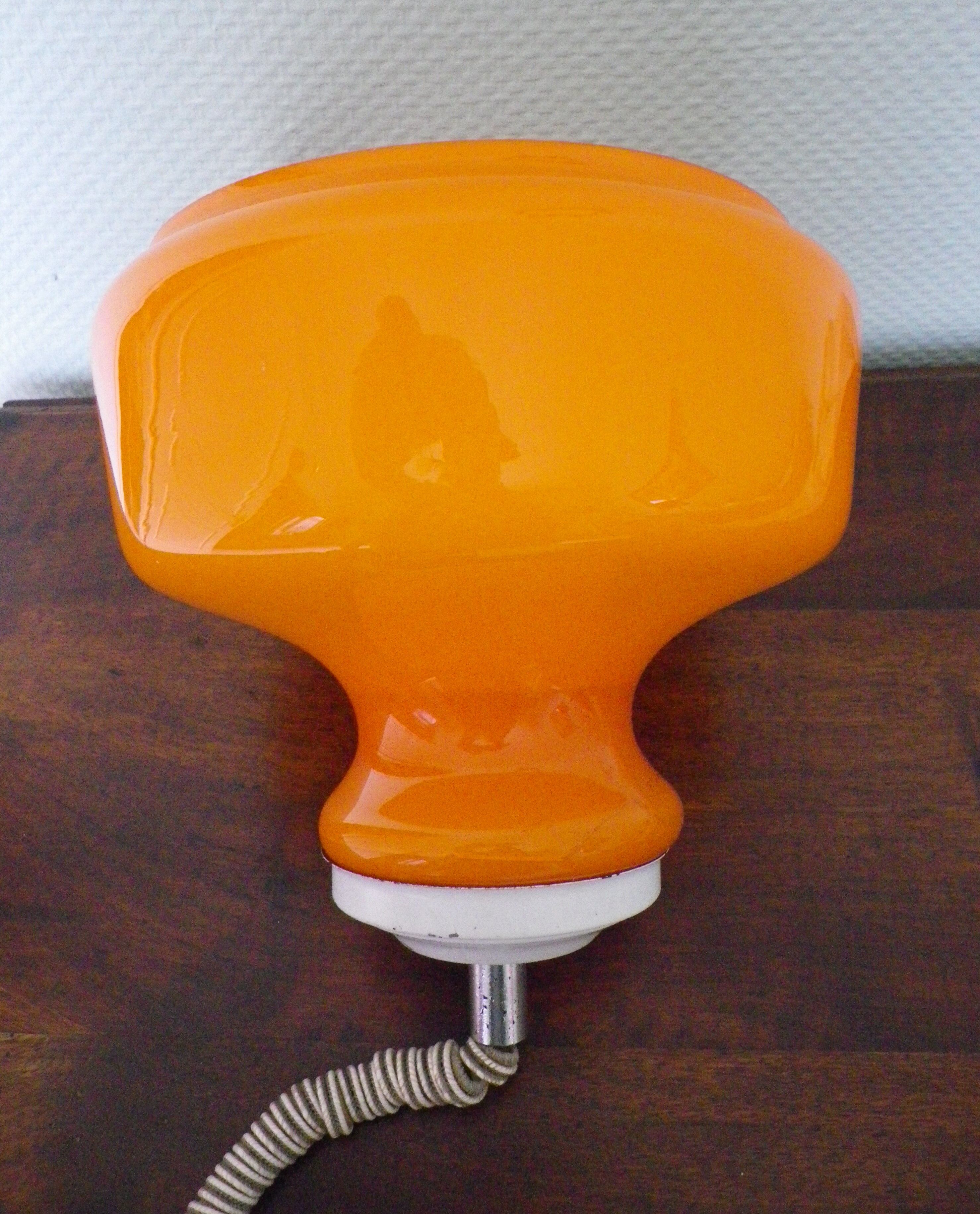 Suspension mounted downhill in orange, metal, glass - 60s