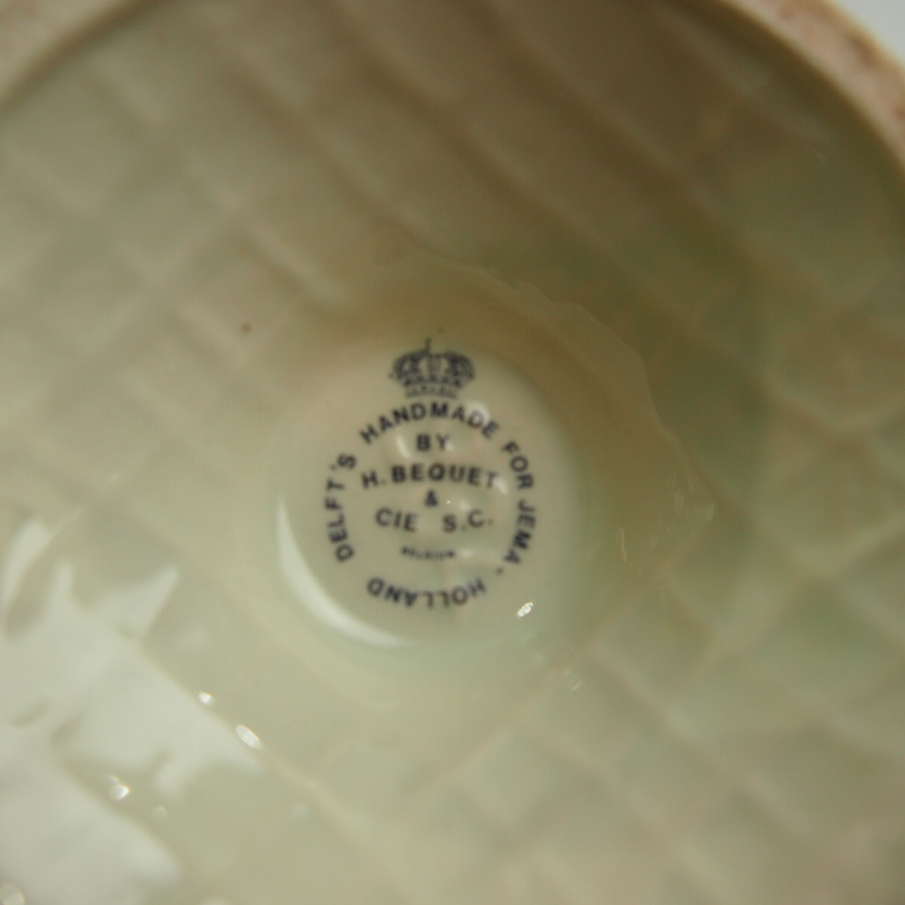 Delft porcelain pitcher, signed H Bequet for jema