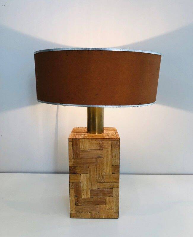 Straw marquetry lamp