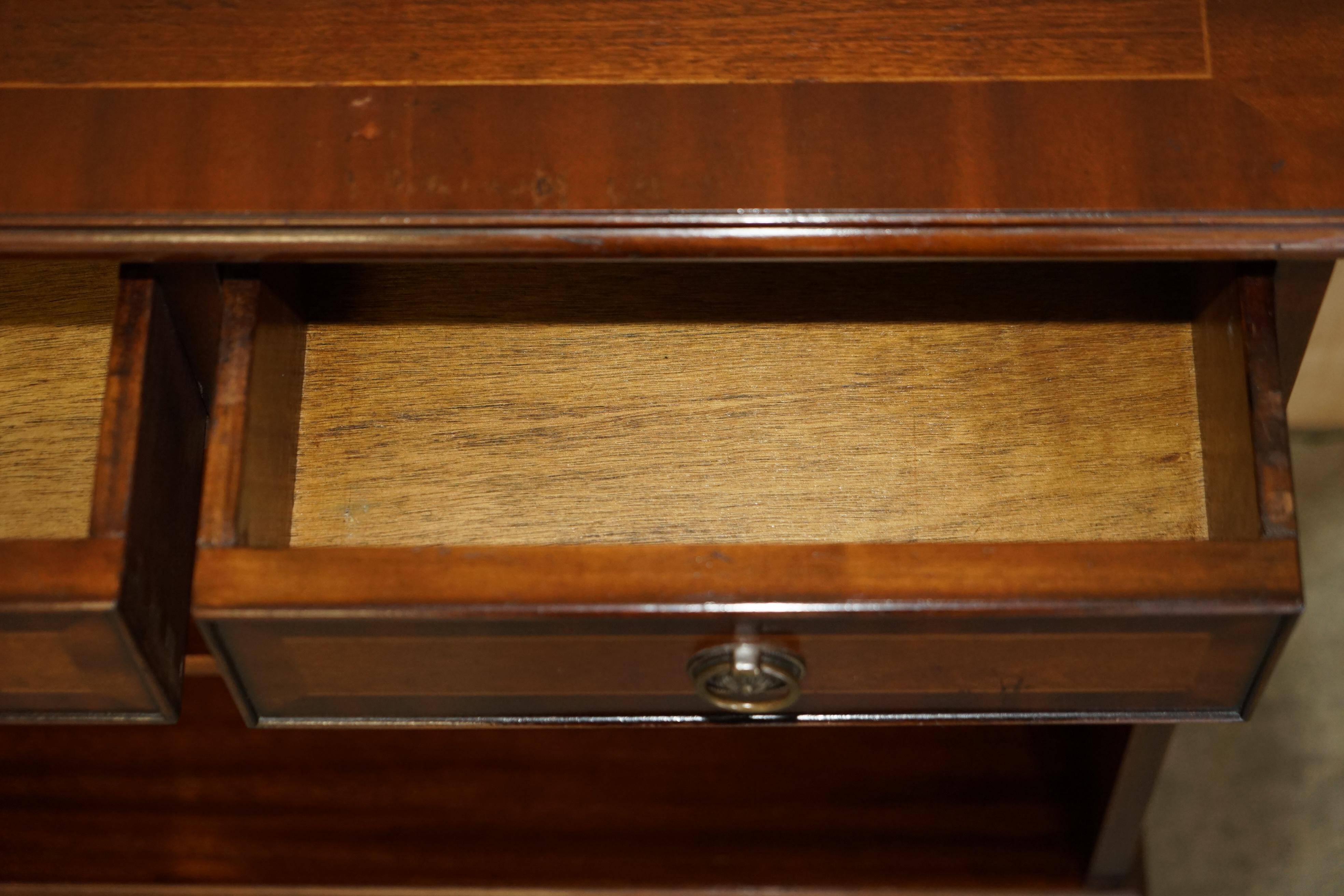 Vintage Low Bevan Funnell Library in Flamed Mahogany with Two Drawers