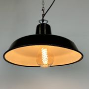Industrial French Dark Green Enamel Factory Lamp, 1960s