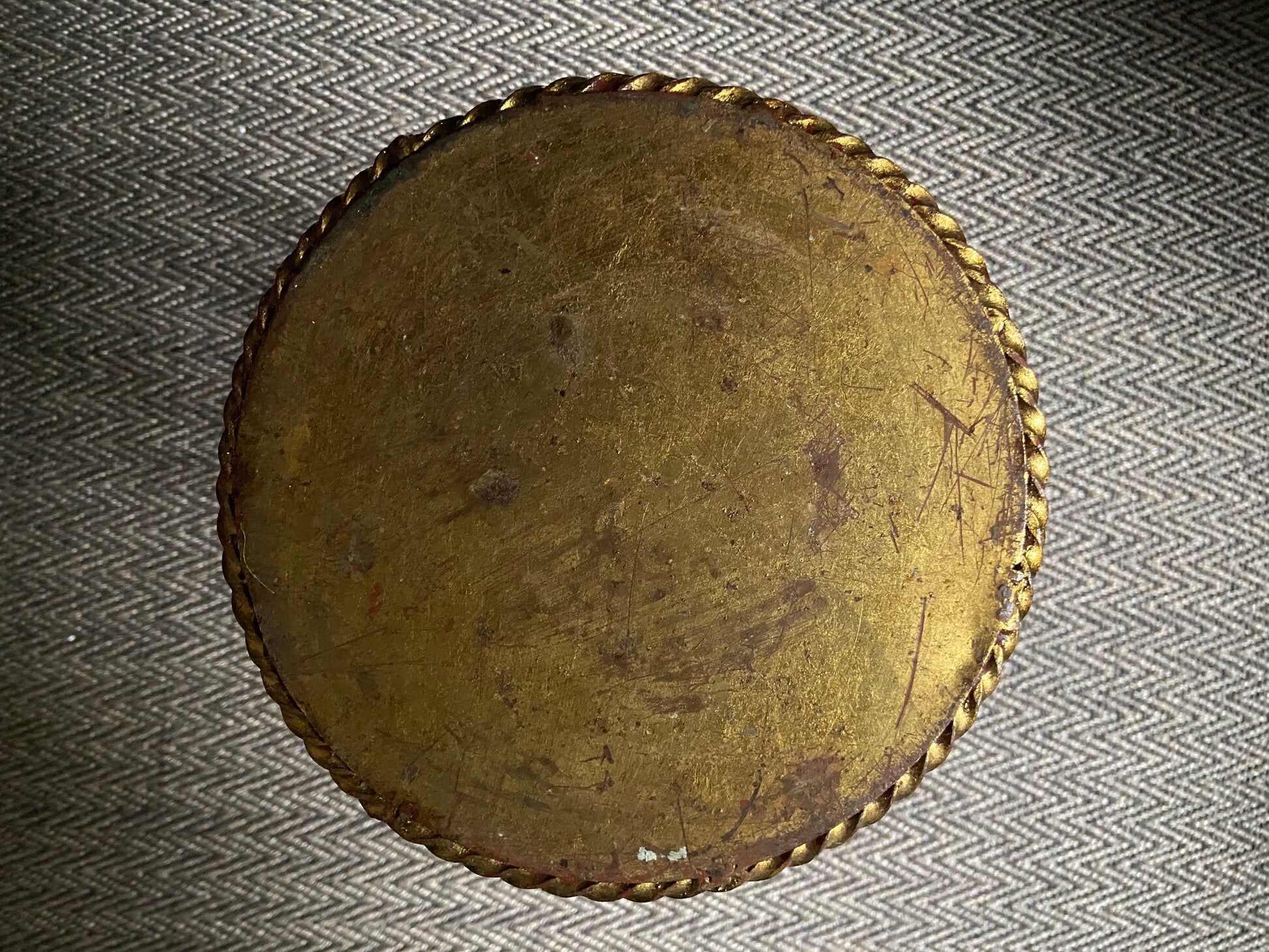 1960s brass rope umbrella stand with leaves