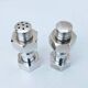 Salt shaker pepper mill silver metal bolt. vintage