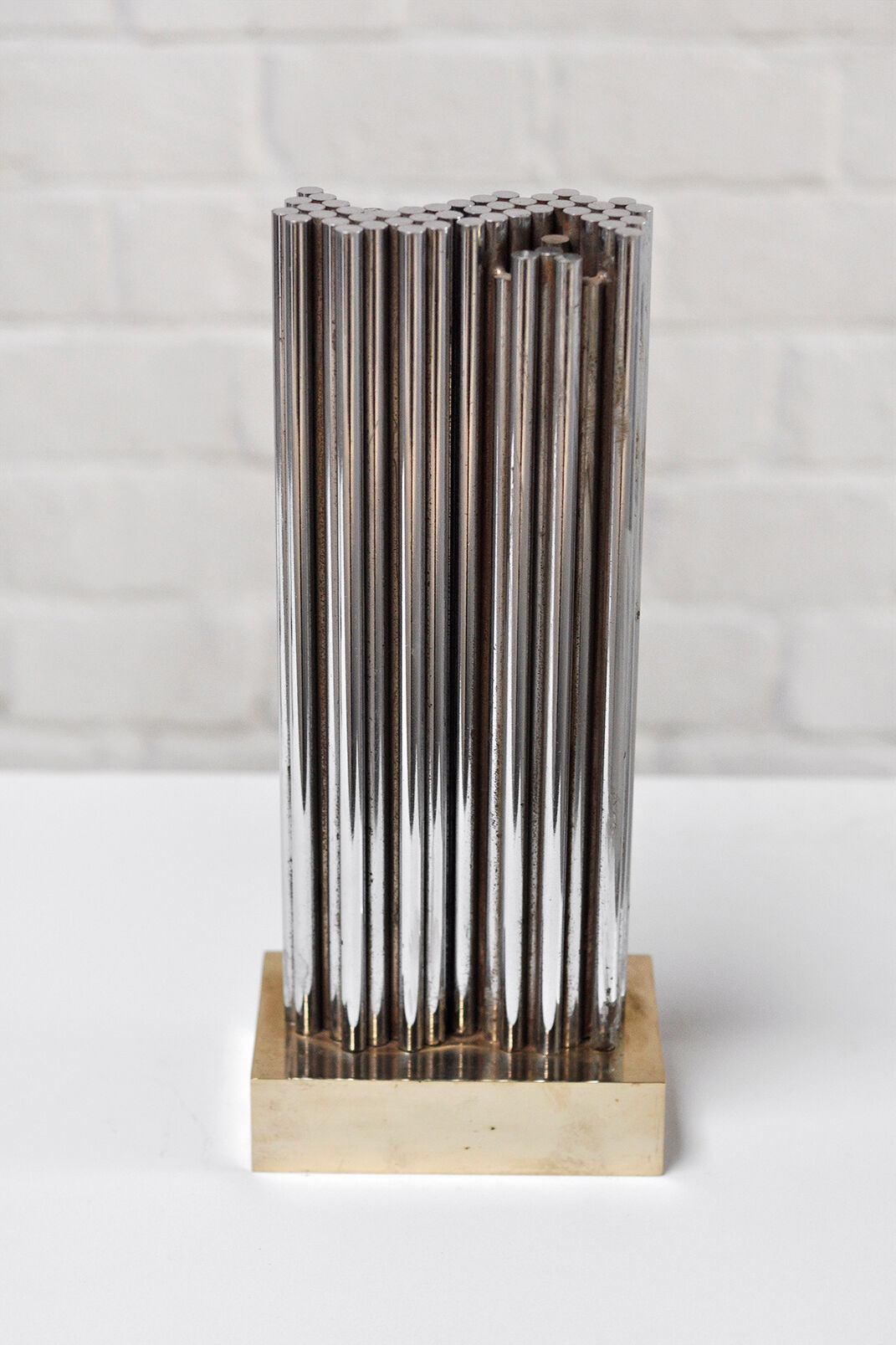 Pair of Brass & Metal Sculptural Lamps by Georges Mathias, Belgium 1970s