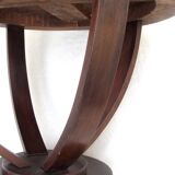 1930 wooden coffee table, double lyre foot
