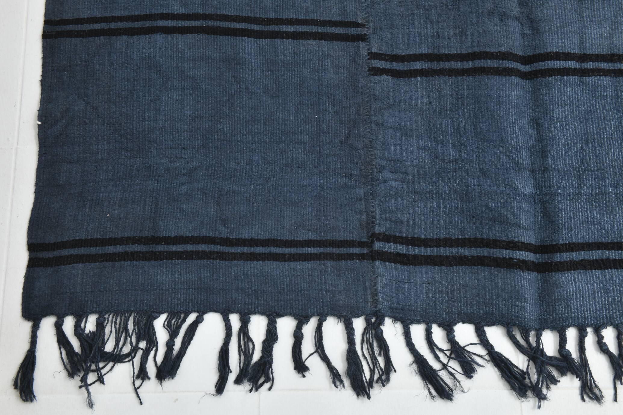 Blue & Black Striped Kilim Rug, 163x237Cm