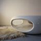 Luigi Colani space age table in white fiberglass and glass, 1970
