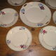 Service of 12 plates and plate with decoration of flowers Amandinoise St Amand