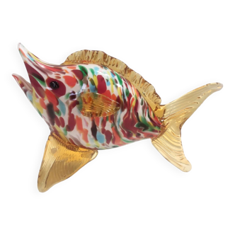 Vintage Multicolored Murano Glass Fish Decorative Paperweight by Fratelli Toso