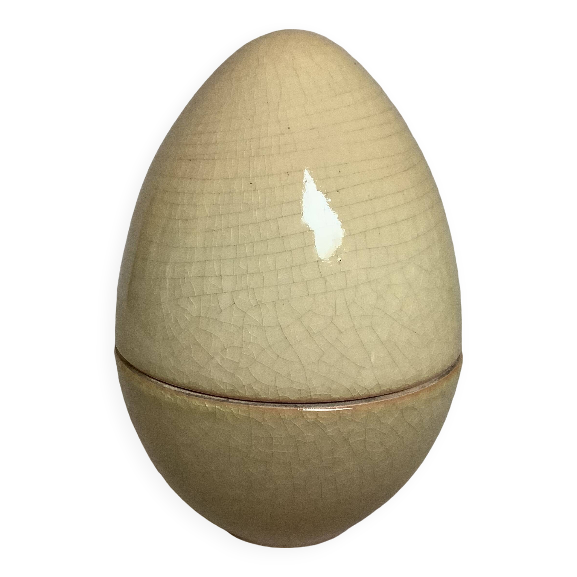 Candy box in the shape of an egg cracked ceramic