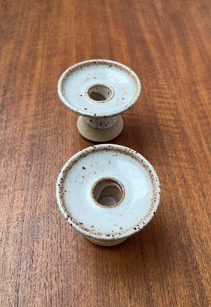 Mid-century Danish studio ceramic candle holders, 1960s, set of 2.