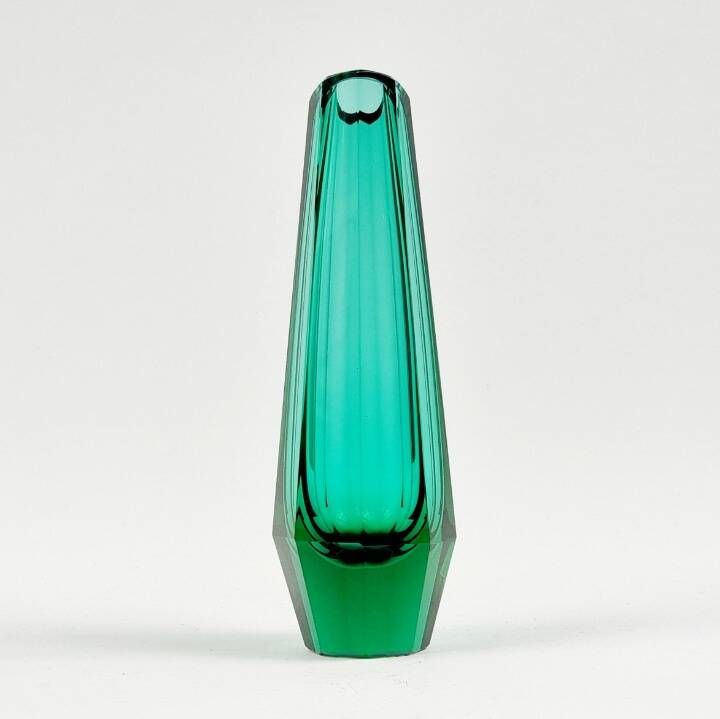 Art Deco Faceted Glass Vase by Josef Hoffmann for Moser, Czechoslovakia, 1930s