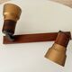 Vintage double spot wall light in wood and brass 80s