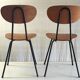 Pair of designer metal and wood chairs - 1950s
