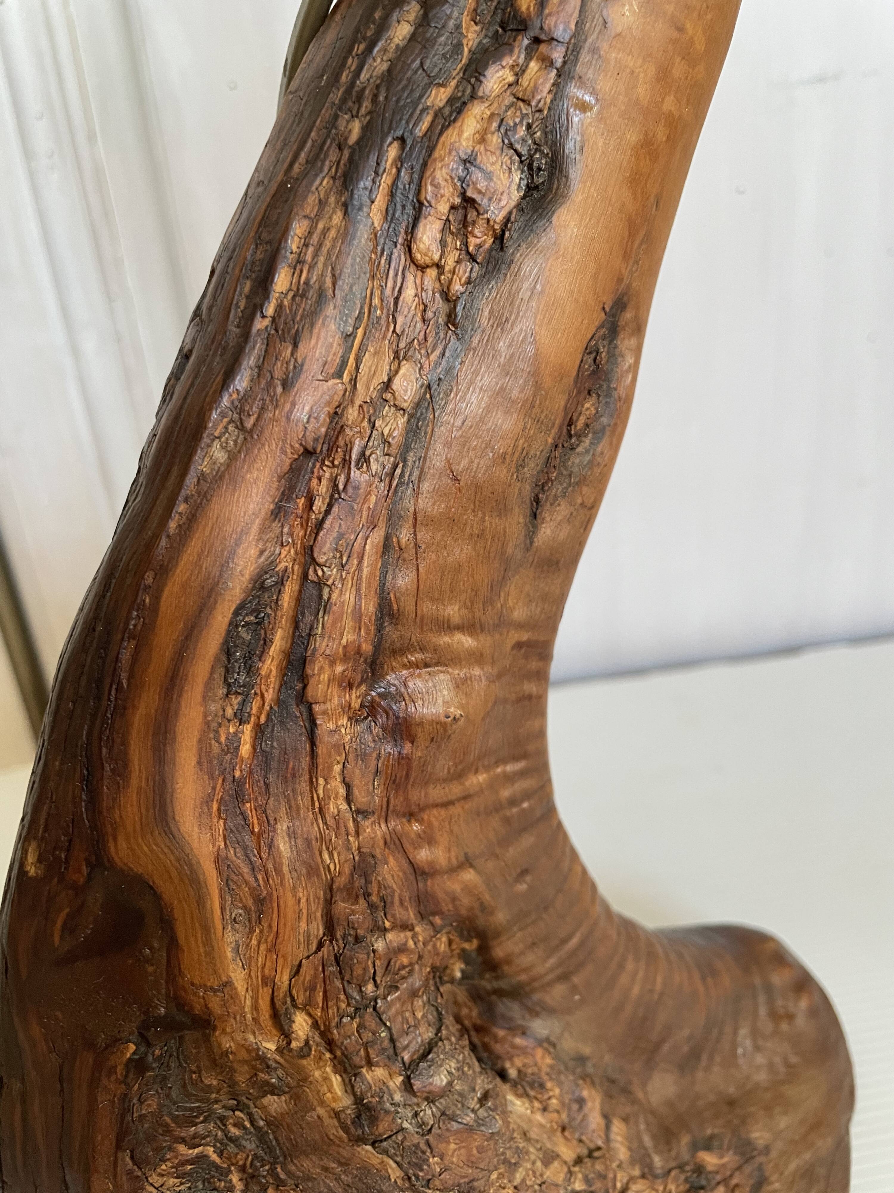 Pied de lampe en bois d’olivier vintage