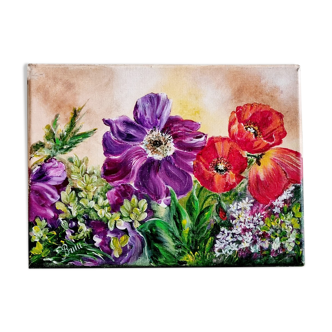 Oil on canvas flower garden