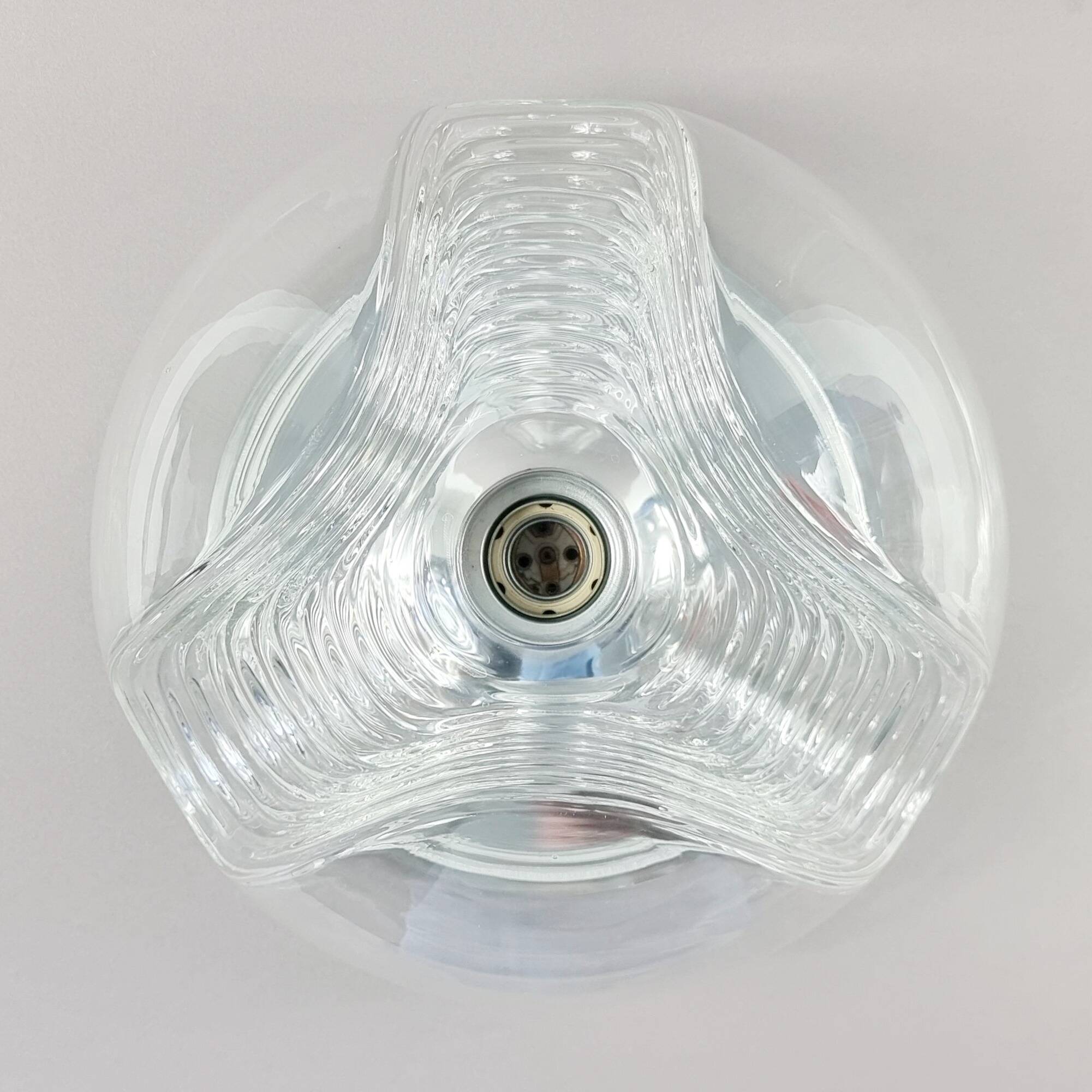 Lustre en verre XL de style mid-century Space Age par Koch & Lowy pour P&P, années 1970.
