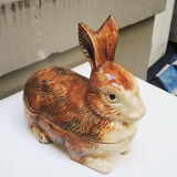 Ancient zoomorphic ceramic terrine rabbit
