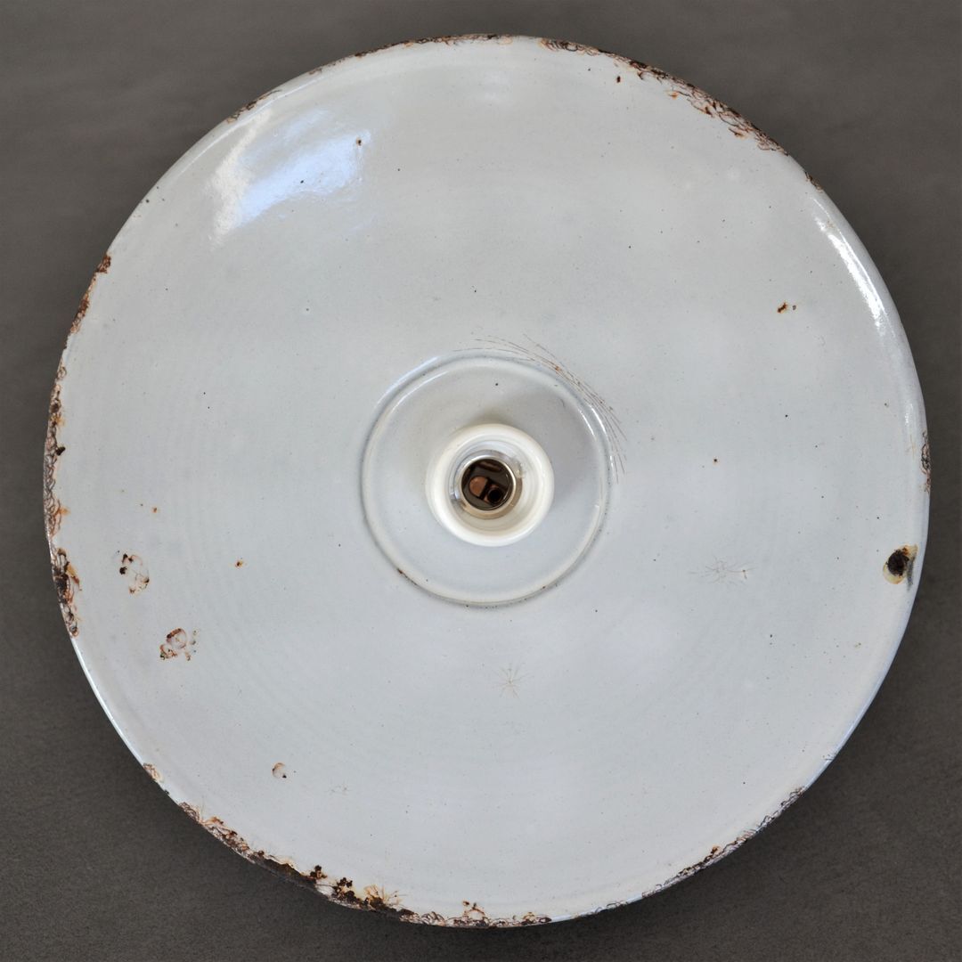 Articulated wall lamp in green enamel and white porcelain