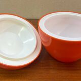 Orange plastic ice cube bucket from the 80s