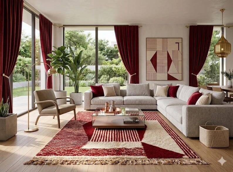 Handmade traditional Moroccan Berber rug size 2/3 m