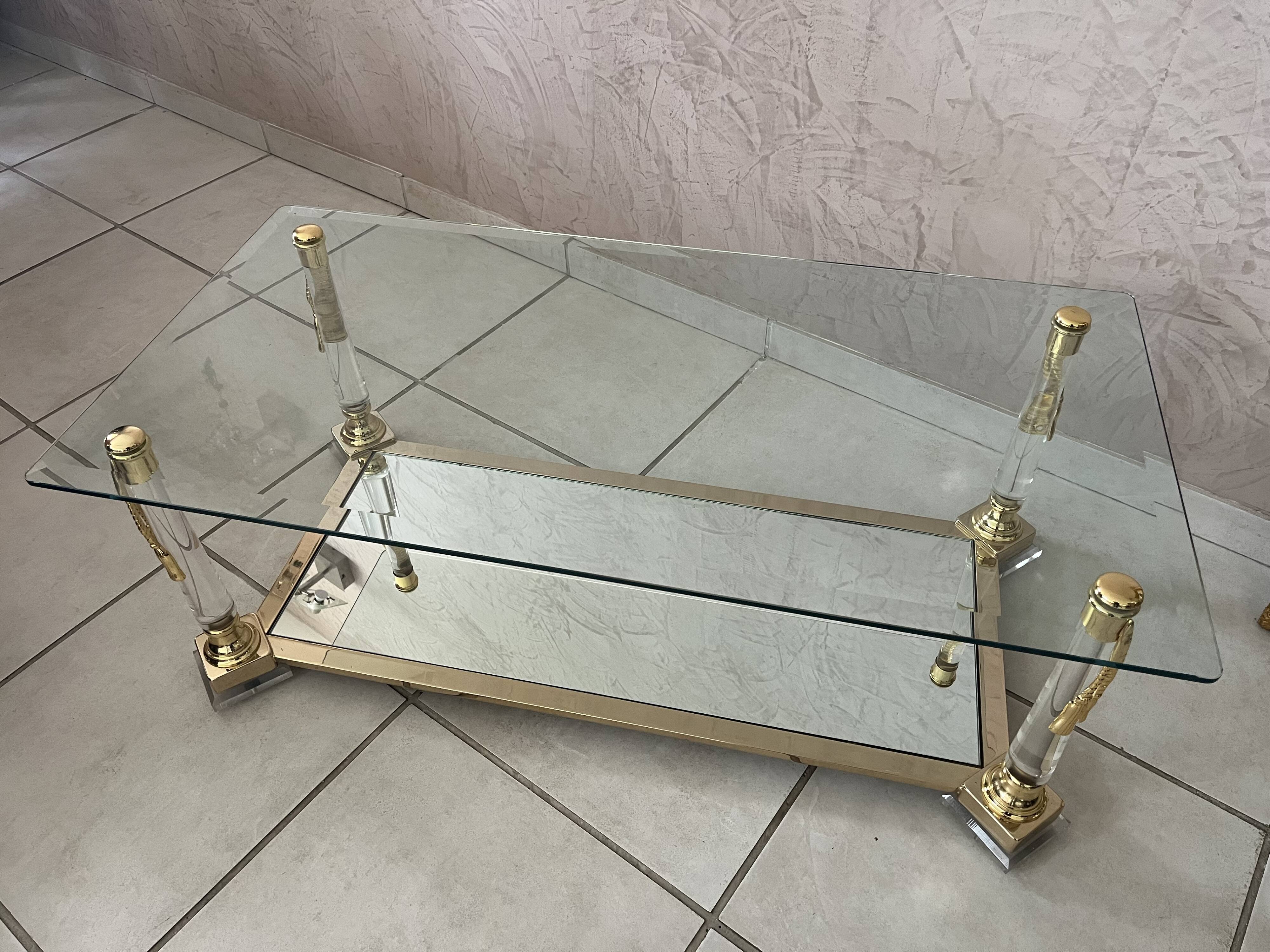 Hollywood Regency Glass Coffee Table