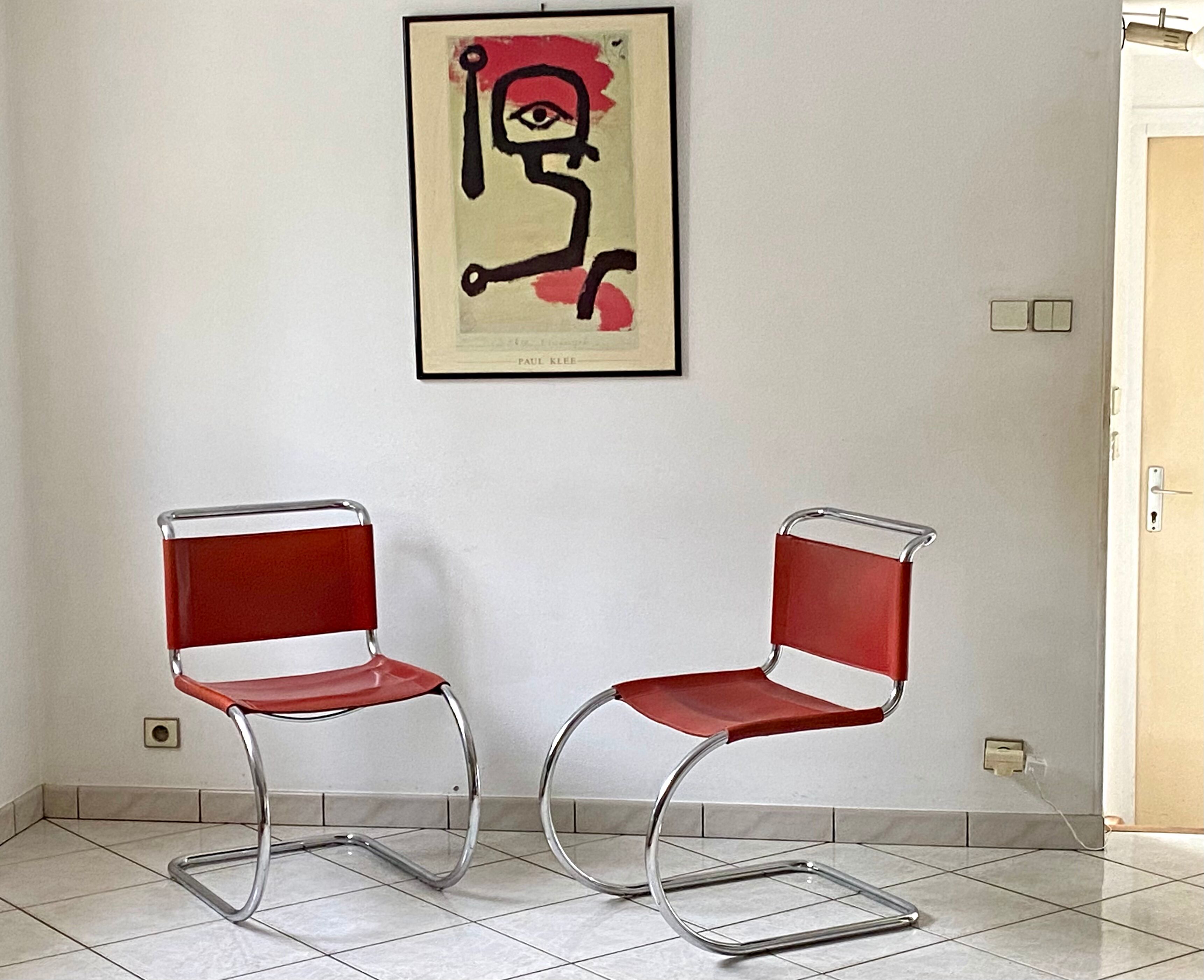 Pair of chairs MR 10 design Ludwig Mies Van Der Rohe vintage edition 90s