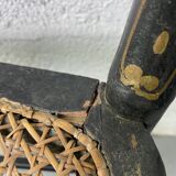 Chaise Napoleon III, Chiavari en bois noirci peint et cannage