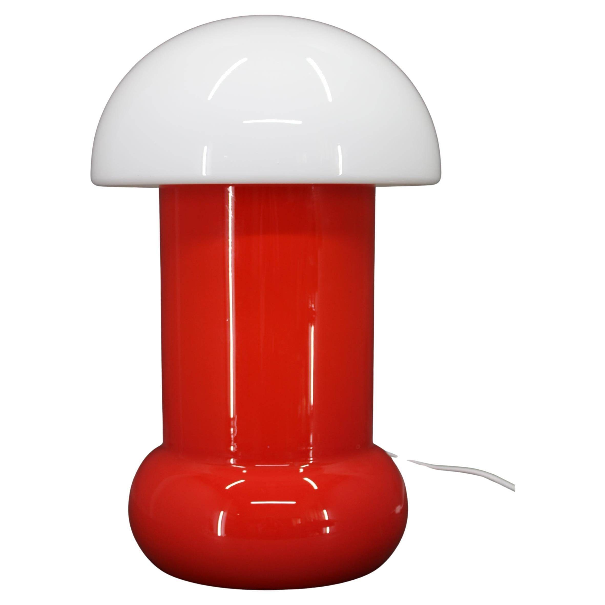 Opaline glass mushroom table lamp, Space Age, Czechoslovakia, 1970s