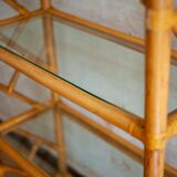 Vintage bamboo arch bookshelf, 1970s