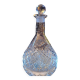 Carafe verre taillé, décor losangé & bouchon diamantaire 60's