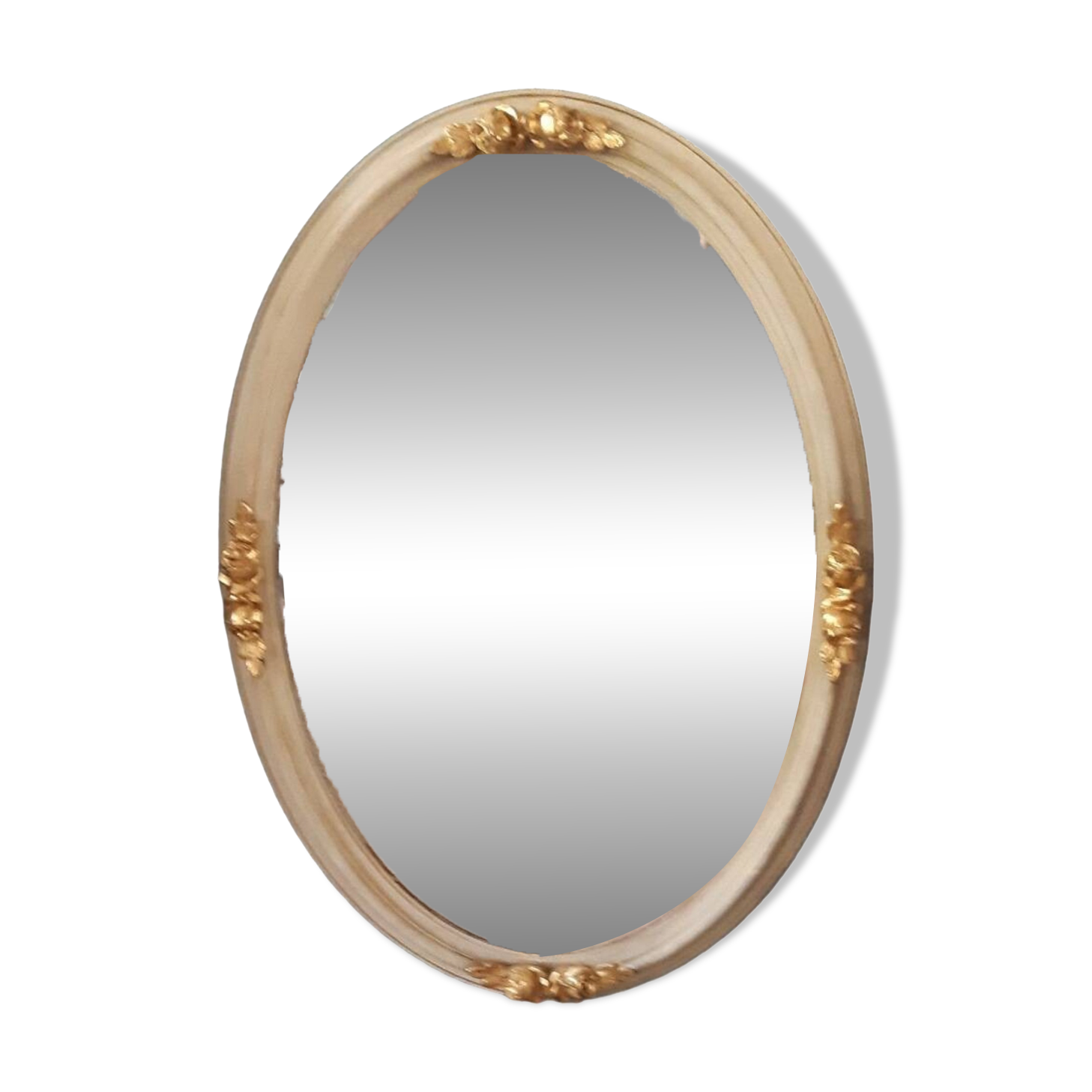 White and gold oval mirror 101X70