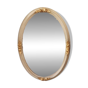 White and gold oval mirror 101X70