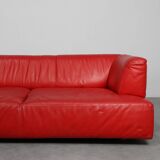 Red Mid-century 3-seater Leather Sofa by Edra, Italy 2000