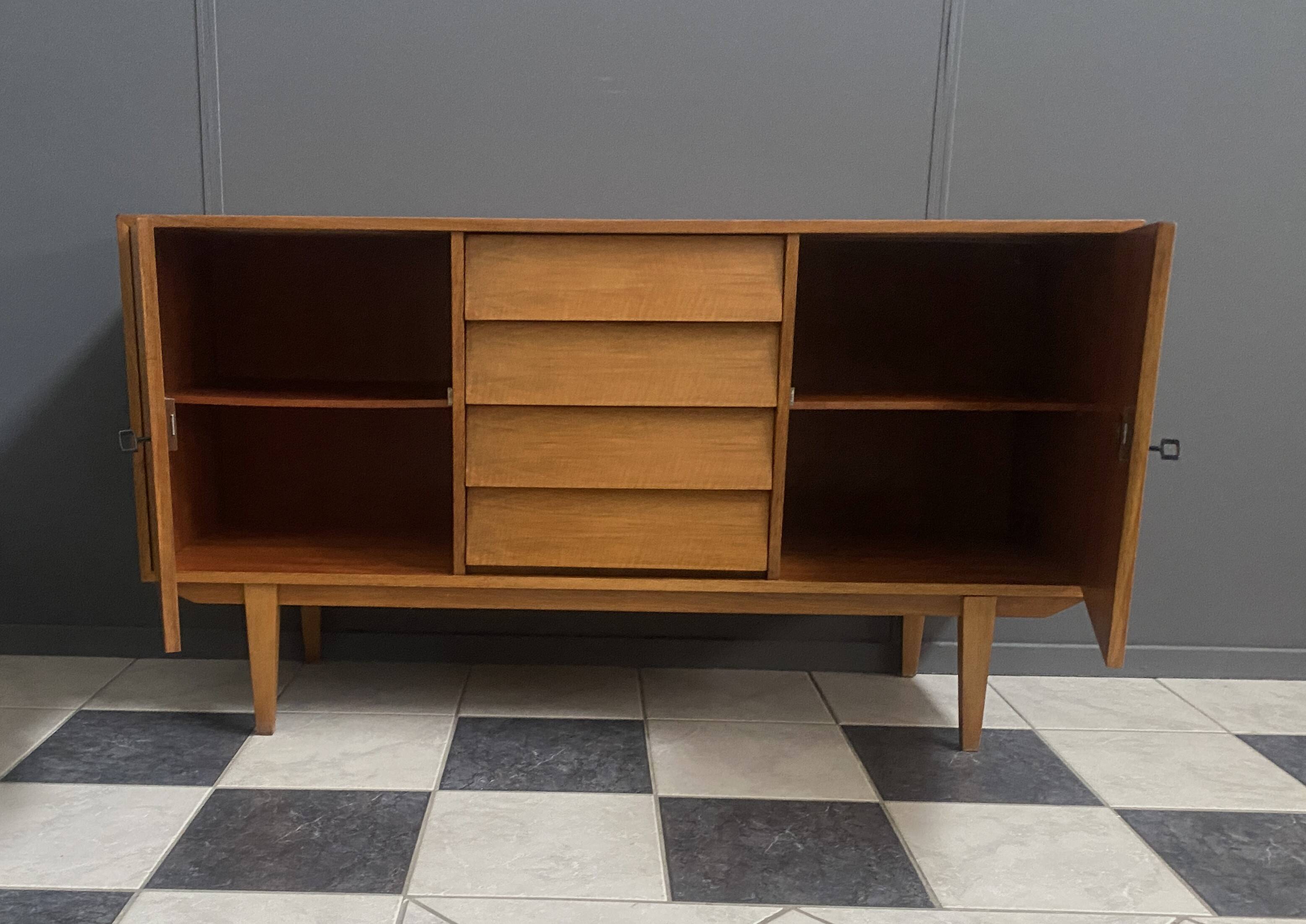 wood sideboard 1960s 2 doors and 4 drawers in the middle