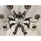 Lustre contemporain en fer forgé florentin brun-argent